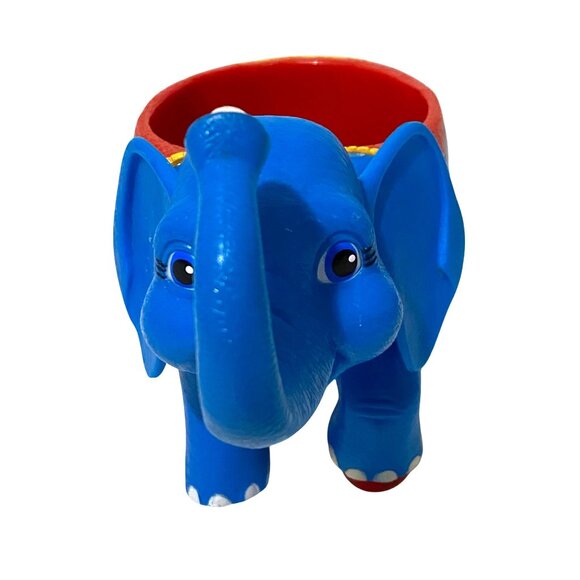 Vintage Ringling Bros Kids Happy Elephant Cup Mug Drink Holder Planter PVC Blue - Picture 4 of 6
